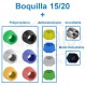 Boquilla de agua acero inoxidable,25/40 con protector azul